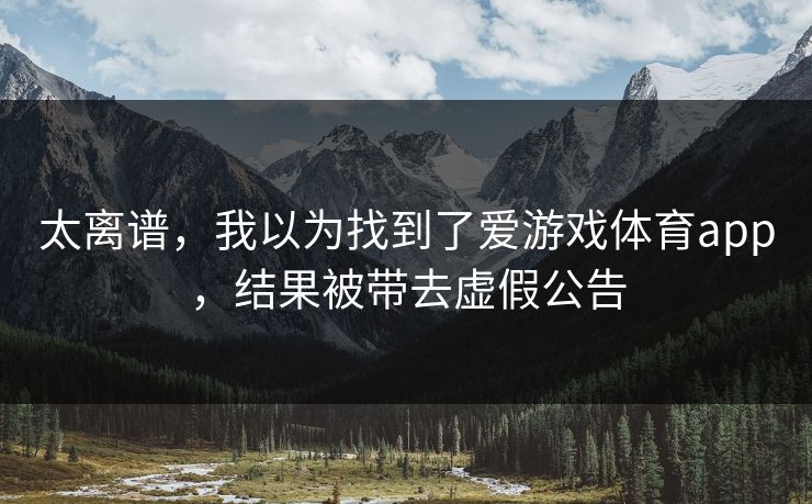 太离谱，我以为找到了爱游戏体育app，结果被带去虚假公告