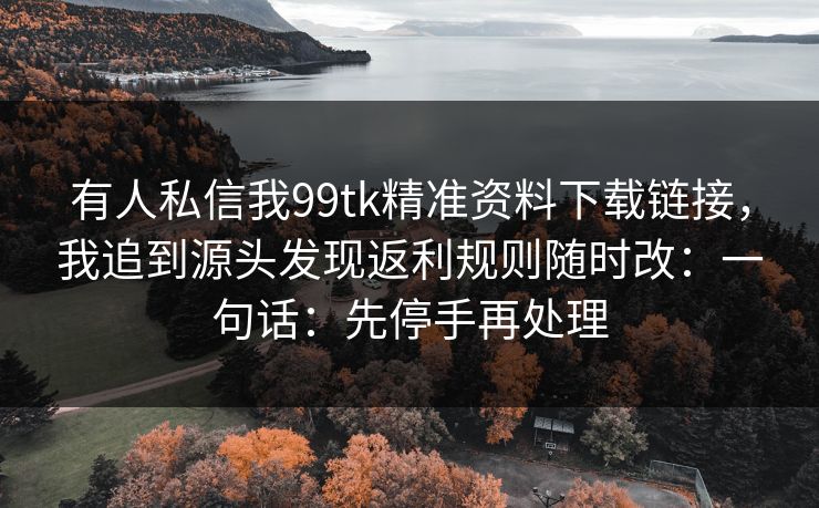 有人私信我99tk精准资料下载链接，我追到源头发现返利规则随时改：一句话：先停手再处理