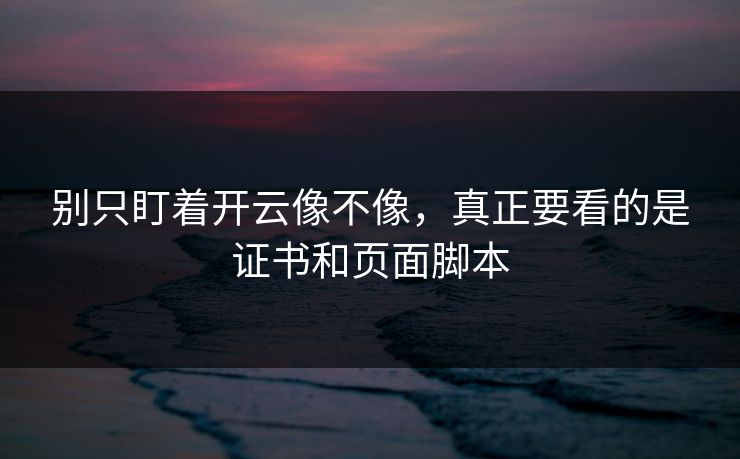 别只盯着开云像不像，真正要看的是证书和页面脚本