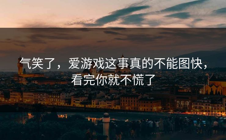 气笑了，爱游戏这事真的不能图快，看完你就不慌了